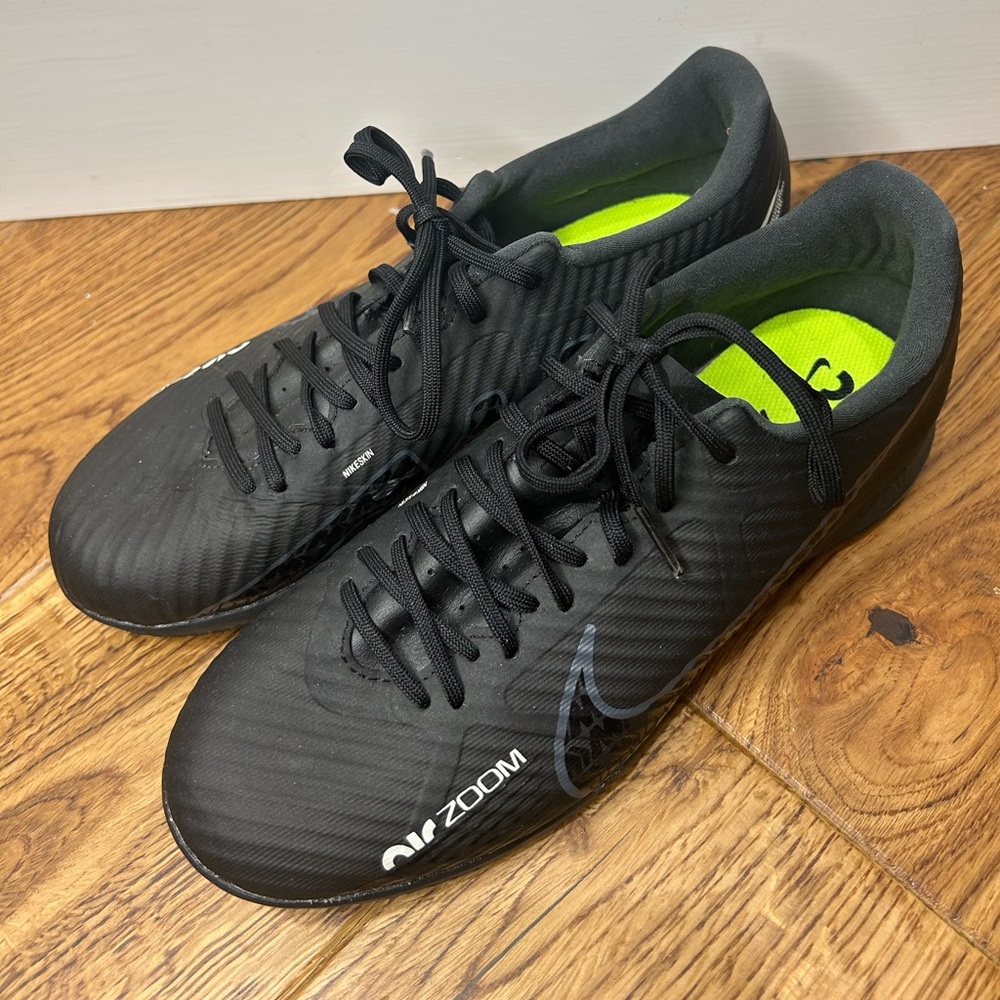 Futsal shoes- Nike Air Zoom Black and Neon Green Soles